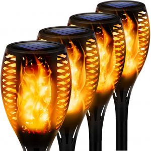 Lumi&egrave;re Solaire Ext&eacute;rieur Jardin, Ip66 &Eacute;tanche Torche Solaire Flammes Lampe Chemin Terrasse Cour Lampe Solaire-Pack De Quatre - Neuf