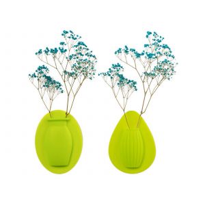 Lot de 2 vases &agrave; fleurs muraux en silicone vert pour la d&eacute;coration int&eacute;rieure - Neuf