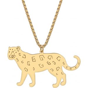Kal-Collier De Tigre En Acier Inoxydable Plaqu&eacute; Or 18k Pour Femmes Filles Enfants Pendentif L&eacute;opard Cadeaux Pour Les Amoureux Des Animaux - Neuf