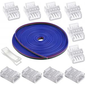 5m C&acirc;ble D'extension De Bande Led &Agrave; 4 Broches Connecteur D'&eacute;clairage &Agrave; Bande Led, Rgb 5050 3528 2835 4 Pin Connecteur Led Bande Flexible C&acirc;ble Adaptateur Jumper 10 Mm - Neuf
