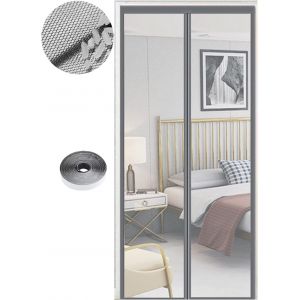 Magnetic Mosquito Net For Doors, Various Sizes, 120 X 210 Cm, Powerful Magnets, Automatic Close, Door Curtain, Corridors, Patio, Without Drilling, Pure Grey - Neuf