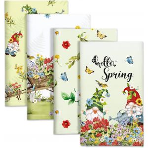 Eryi-Torchons De Cuisine Coton Vaisselle Lot De 4, Serviettes De Cuisine Torchon Vaisselle 100% Coton Avec Accroche Très Absorbant Serviettes De Bar 48 X 70cm Gnomes - Neuf