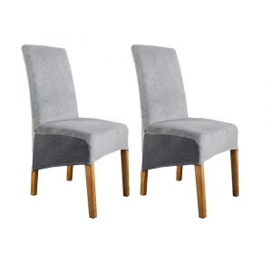 Lot de 2 housses extensibles pour chaises de salle &agrave; manger, lavables en machine, plusieurs couleurs - Neuf