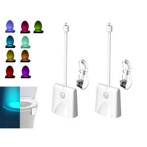 Veilleuse De Toilette Avec Projecteur D'&eacute;toiles Et D&eacute;tecteur De Mouvement, Lot De 2 - Neuf