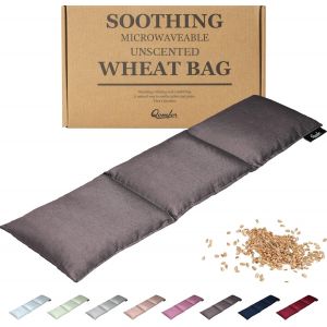 Coussin Chauffant Micro Onde - Bouillotte S&egrave;che 46x12cm - Sac en Coton Doux rempli de Grain Bl&eacute; Naturel pour Soulagement Douleur et se Relaxer (Gris Fonc&eacute;) - Neuf