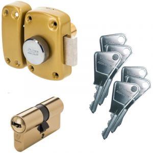 Verrou &agrave; Bouton Et Cylindre + Cylindre S'Entrouvrant Cyclop Vachette - Neuf