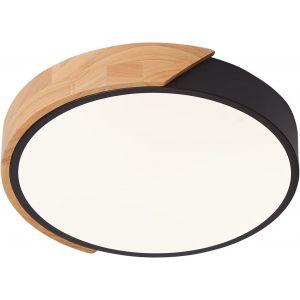 Subzonal-Plafonnier Led 24w Blanc Neutre 4500k 1600lm, Plafonnier Led Moderne Rond En Bois Int&eacute;rieur &Oslash;30cm Pour Salon Couloir Maison Bureau Porche - Neuf