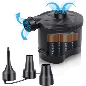ERYI-Pompe À Air Électrique Alimentée Par Piles, Portable Pompe Electrique Gonfleur Matelas Gonflable À 3 Buses,Pour Bouée Bateau Matelas Voiture Coussin Camping(Batterie 4D, Ne Comprend Pas) - Neuf