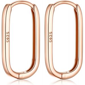 Kal-Boucles D'oreilles Femme Argent Creoles Argent Femme U Cr&eacute;oles Boucles D'oreilles 18k Or Blanc Plaqu&eacute; Huggie Cr&eacute;oles Haute Poli Hypoallerg&eacute;nique Boucle D'oreille Pour Femmes Fille - Neuf