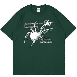 Y2k Coréen Hommes Streetwear Spider Graphique Acubi Harajuku Egirl T-Shirts À Manches Courtes Grunge Esthétique Oversize Tops Alt Clothing - Neuf