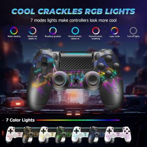Manette Sans Fil Pour Ps-4,Design Craquelé Avec Lumière Rvb,Batterie 1000 Mah,Prise Audio 3,5 Mm,Manette De Jeu Avec Double Vibration/Capteur Gyroscopique 6 Axes/Panneau Tactile,Contrôleur Pour - Neuf