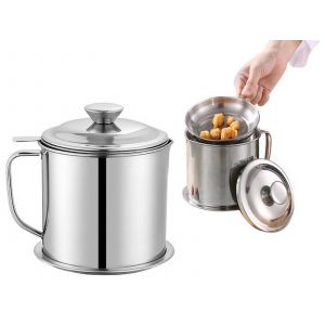 Marmite &Agrave; Filtre &Agrave; Huile En Acier Inoxydable De 1,8 L Avec Passoire Et Couvercle - Neuf