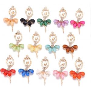 Ytseazn-Lot De 20 Breloques En Forme De Danseuse De Ballet En Cristal Pour La Fabrication De Bijoux Pour Femme,Bracelet,Collier,Porte-Clés,Strass Résine - Neuf