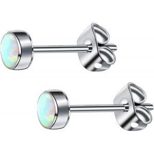 Kal-G23 Titane Opale Boucles D'oreilles Pour Femmes Filles Hypoallergénique Birthstone Boucles D'oreilles Sans Nickel Pour Oreilles Sensibles Bijoux De Mode - Neuf