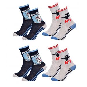 Pack De Chaussettes Enfants Licence Fantaisies-Assortiment Mod&egrave;les Photos Selon Arrivages- Pack De 4 Paires Boys Lapins Cretins 2969 - Neuf