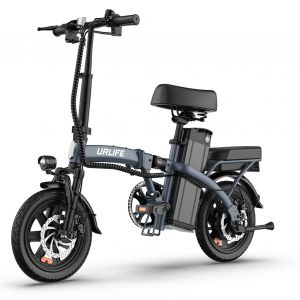 Vélo Électrique Pliable 14&#39;&#39; Urlife F1l - Moteur 350w - Batterie Amovible 48v 7.5ah - Autonomie 50km - Freins À Disque - Gris - Neuf