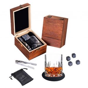 HJLIAN Ensemble de pierres a whisky avec pince a epiler, cadeaux uniques pour petit ami, frere, mari, anniversaire - Neuf