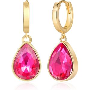 Boucles D'oreilles Créoles En Cristal Pour Femmes,Boucles D'oreilles Pendantes En Forme De Goutte D'eau En Cristal Scintillant Plaqué Or 18 Carats,Bijoux Cadeaux.[X2784] - Neuf