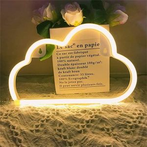 Led N&eacute;on Nuage Signe De Lumi&egrave;re Nuage N&eacute;on Enseignes Enfants Veilleuse D&eacute;coration Murale Pour P&eacute;pini&egrave;re Chambre Anniversaire Ou Cadeau De Mariage (Blanc Chaud) - Neuf