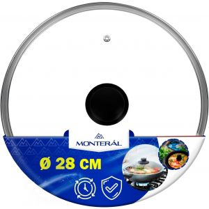 Jexnovashop-Couvercle Casserole En Verre Avec Bouton Athermique Bord En Acier Inoxydable &Oslash; 28 Cm Pour Casserole Et Po&ecirc;le - - Neuf