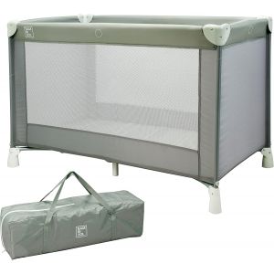Lit Parapluie B&eacute;b&eacute; 0-3 Ans | Lit De Voyage L&eacute;ger | 120 X 60cm, Matelas + Sac De Transport Inclus | Gris - Neuf