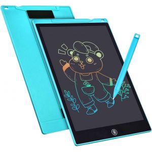 JGD-Tablette D'&eacute;criture LCD Tablette de Dessin Color&eacute;e de 12 Pouces Pour enfants, 4 12 Jouets Pour Filles Gar&ccedil;ons, Cadeaux Effa&ccedil;ables Et r&eacute;utilisables, Jouet D'anniversaire de No&euml;l Pour Enfants (Bleu - Neuf