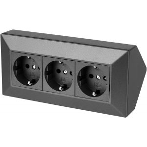 Multiprise 3 prises d'angle - 230 V 16 A 3600 W - Anthracite - Neuf