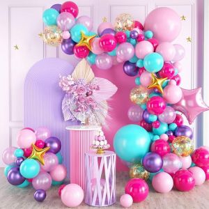 AYUHR-108 Pièces Ballons Rouges, Bleus, Jaunes, Verts, Guirlande Ballons Colorée avec ballons en Aluminium en Forme D'étoile, pour Fête à Thème de Jeu, Carnaval, Décoration Cirque, Décoration D'Anniv - Neuf