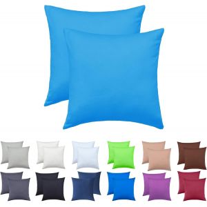 Kalanka-Lot De 2 Housses D'oreiller En Jersey Housse D'oreiller Coussin Pour Dormir Sur Le Côté Coussin Pour La Nuque Nombreuses Tailles Et Couleurs Oeko-Tex (40 X 40 Cm, Turquoise) - Neuf