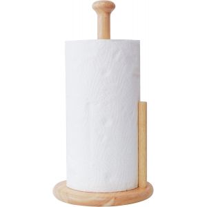 Eryi-Porte Rouleau De Cuisine En Bois Sur Pied | Porte Essuie-Tout En Bois Naturel Avec Base Ronde En Caoutchouc Dia 18cm High 35cm | Pour Table À Manger De Cuisine (Zj281y) - Neuf