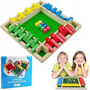 ERYI-Shut The Box Jeux En Bois,8 Dés 2-4 Joueurs,Jeu De Plateau En Bois,Jeu De Dés En Bois,Jeux De Mathématiques Pour Enfants,Jeu De Table Pour Familles,Pour La Maison,La Fête Ou Le Bar - Neuf