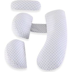 Coussin De Grossesse, Coton Coussin D'allaitement, Oreiller De Grossesse Pour Le Dos, Les Hanches, Les Jambes, Le Ventre Avec Housse En Coton Amovible Pour Femme De Maternité (Haricots Froids-Bleu) - Neuf