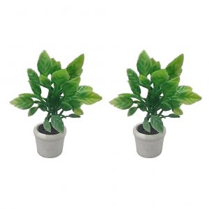 Lot De 2 Mini Bonsa&iuml;s Artificiels En Pot Pour D&eacute;coration De Maison De Poup&eacute;e 1:12 - Verdure R&eacute;aliste Pour Sc&egrave;nes Miniatures - Neuf