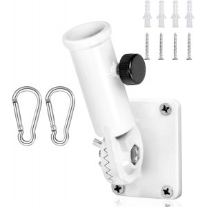 Mevronisshop-Support De M&acirc;t De Drapeau,Porte Drapeau,R&eacute;glable Support De Montage De M&acirc;t De Drapeau Multipositions Support Mural (Blanc) - Neuf