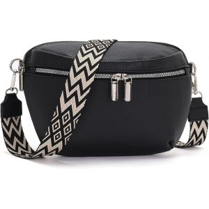 KALANKA-Sac Banane Femme Bandoulière Élégant Cuir Vegan Sacs Bandoulière Homme Sacoche Bandouliere Sac à Main Mode pour Quotidien & Voyage Noir - Neuf