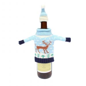 Couverture de bouteille de vin de Noël en forme de pull avec chapeau pour la maison de Noël - Neuf