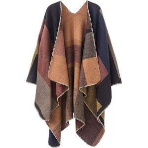 Les Femmes De La Couverture Des Châles Enveloppements,Kaki, Hiver Ouvert Sur Le Devant Poncho Cape Cardigan Surdimensionné - Neuf