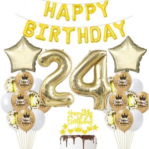 24 ans Anniversaire Femme Déco Ballon 24 ans Anniversaire Décoration Or 24 ans Fête Décoration Champagne Or 24 Anniversaire ballon Homme Femme Décoration Anniversaire 24 ans Ballon 24 ans Or - Neuf
