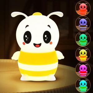 Forme Les Abeilles Créative Veilleuse Enfant,16 Couleurs+Télécommande Veilleuse Bébé Veilleuse Enfant Rechargeable+Contrôle Tactile,1200 Mah Veilleuse Rechargeable Bebe Kawaii Deco Chambre Bebe - Neuf