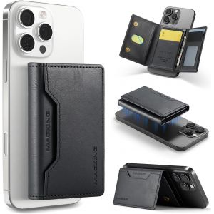 SJZG-Magsafe Portefeuille Magsafe Avec 8 Emplacements Pour Cartes, Avec Protection Rfid, Porte-Cartes En Cuir Synthétique De Qualité Supérieure, Support Polyvalent, Pour Iphone 16/15/14/13/12, Noir, - Neuf