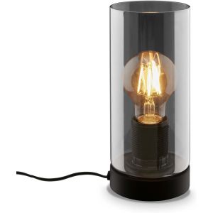 Lampe De Chevet, Verre Fum&eacute;, Interrupteur &Agrave; Fil Lampe De Bureau, Lampe De Table E27 Pour Home Office, Lampe De Lecture, Noir - Neuf