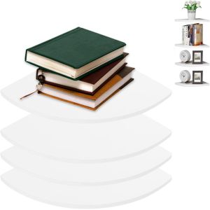 Cauc-Lot De 4 Etagere Angle Murale 26cm, &Eacute;tag&egrave;res Murales D'angle Blanches, &Eacute;tag&egrave;re D'angle Flottante &Eacute;tag&egrave;res De Meubles Blanche, &Eacute;tag&egrave;re D&iquest;Angle Pour Chambre, Salon, Haut-Parleurs, Livres - Neuf