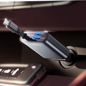 Senior-R&eacute;tractable Chargeur Voiture Usb C Accessoire Voiture Interieur 57W Chargeur Allume Cigare 12V Usb C Cadeau Homme Femme Voyage Accessoires P&acirc;ques Cadeau Fete Des Meres Pour Iphone 16 [L609] - Neuf