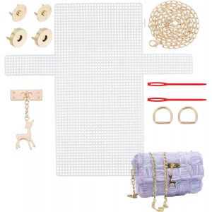 MEVRONISSHOP-Kit De Tricot 8 Pi&egrave;ces Pour Sacs En Maille Plastique, Kit Sac a Main a Faire Soi Meme,Tissu En Tissu Plastique, Cordes De &agrave; Main, Cha&icirc;nes d'&Eacute;paule Pour Accessoires De - Neuf