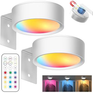 2 Pi&egrave;ces Lampe Tableau Sans Fil,Lampes Magn&eacute;tiques Avec T&eacute;l&eacute;commande,3 Couleurs De Lumi&egrave;re,Intensit&eacute; Variable,Applique Murale Int&eacute;rieure Pour Cadre Photo,Mur,&Eacute;tag&egrave;re,Images (Blanc) - Neuf