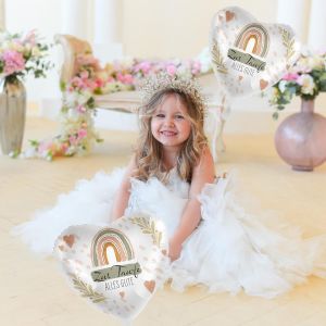 CAUC-Ballon en aluminium pour bapt&ecirc;me - Motif coeur arc-en-ciel - D&eacute;coration pour bapt&ecirc;me gar&ccedil;on et fille - Fabriqu&eacute; en UE - Non rempli - Convient &agrave; l'h&eacute;lium - Neuf