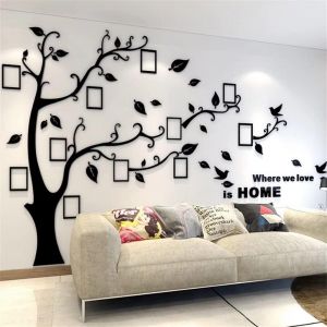 Arbre Sticker Muraux 3D Autocollants Diy Cadre De Photo Stickers Mural Arts D&eacute;corations Pour Chambre,Salon,Chambr (Noir Droite,L: 175 * 230Cm) - Neuf
