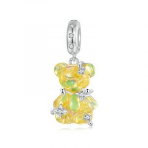 Wostu R&eacute;el 925 En Argent Sterling Princesse Ours Rose Perle Bleu Rose Ours Rouges Pendentif Breloques Id&eacute;al Pour Bracelet Collier Bricolage Cadeau D'anniversaire--Scc2754-Ye - Neuf