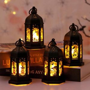 4 Pi&egrave;ces Lanterne Halloween Led, Suspendre Lanterne Decoration Halloween Exterieur Int&eacute;rieur,Halloween Lanterne Bougie Led,Lanterne Citrouille Lumineuse Chandelier Jardins D&eacute;coration (B) - Neuf