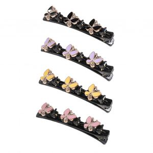 Pinces À Cheveux Pour Filles, 3/4 Pièces, Strass Scintillants, Décor Floral, Épingles À Cheveux, Double Couche, Frange, Accessoires Pour Cheveux-B - Neuf